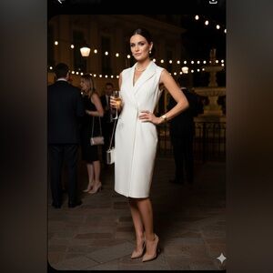 DKNY Cream Sleeveless Midi Dress